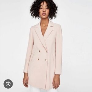 Zara Basis Women's Double-Breasted Pink Coat